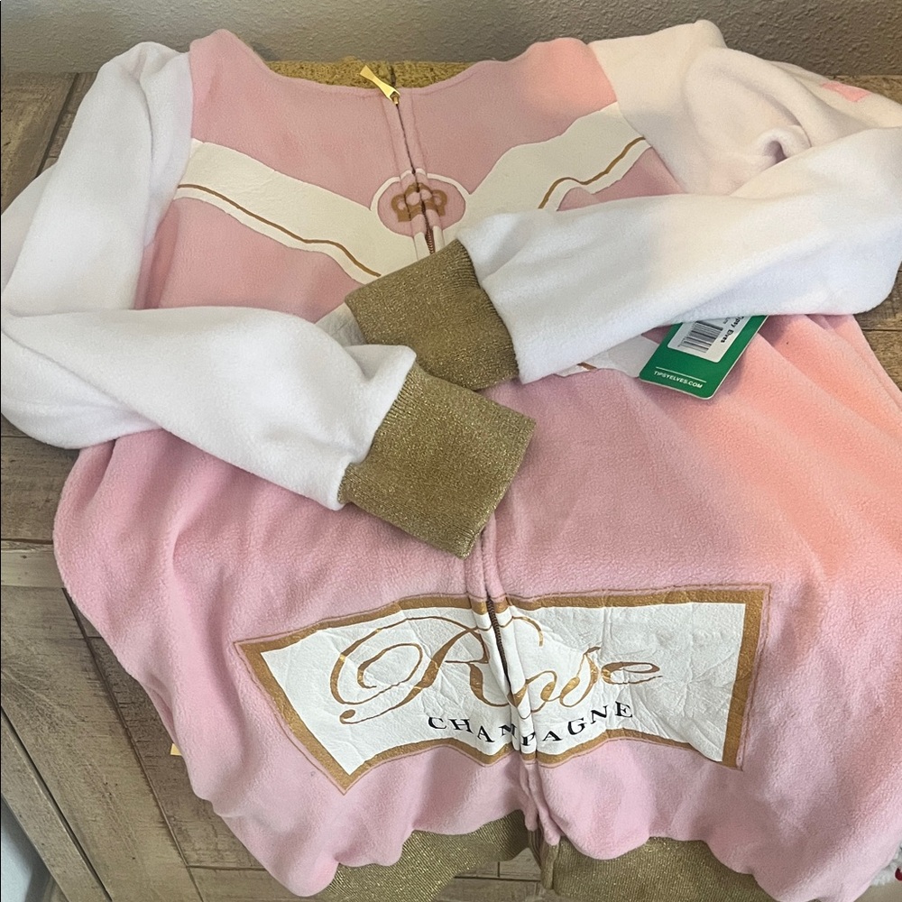 Tipsy Elves Pink and Gold Champagne Sweater Dress/Costume